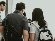 žena, muž, cestovanie, ruksak, letisko