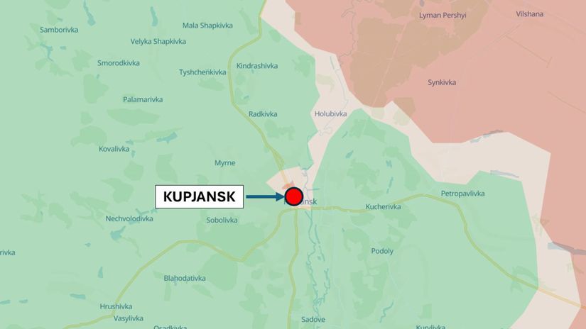 Kupjansk, Ukrajina 1. mája 2026 podľa DeepState