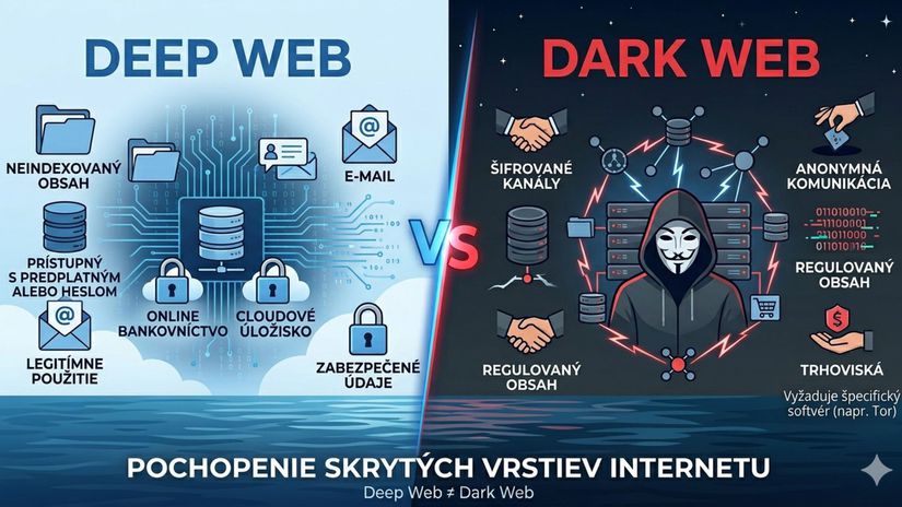 Deep Web vs. Dark Web - obrázok vytvorený AI
