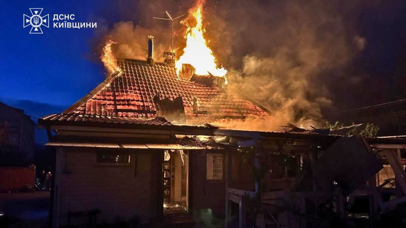 Požiar v Kyjeve po ruskom útoku 14. mája 2026