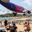 lietadlo, pláž, letisko, Wizzair, Skiathos, Grécko, dovolenka, cestovanie