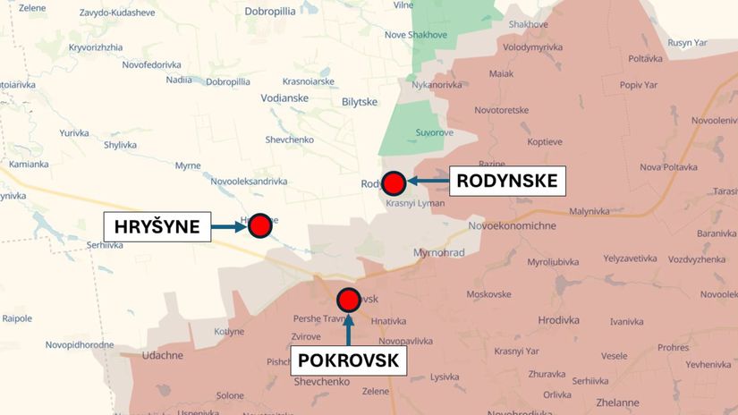 Pokrovský smer 1. januára 2026 podľa DeepState