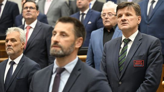Požiadal o ochrannú známku. Hlina opäť prišiel do práce v saku s nášivkou. Vykázal ho Danko zo sály?