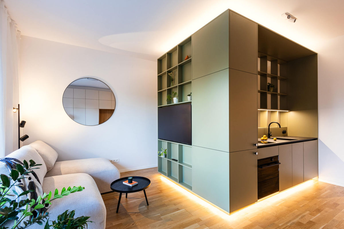 Apartment interior with 35 square meters.
