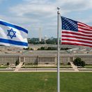 Pentagón a vlajky Izraela a USA - obrázok...