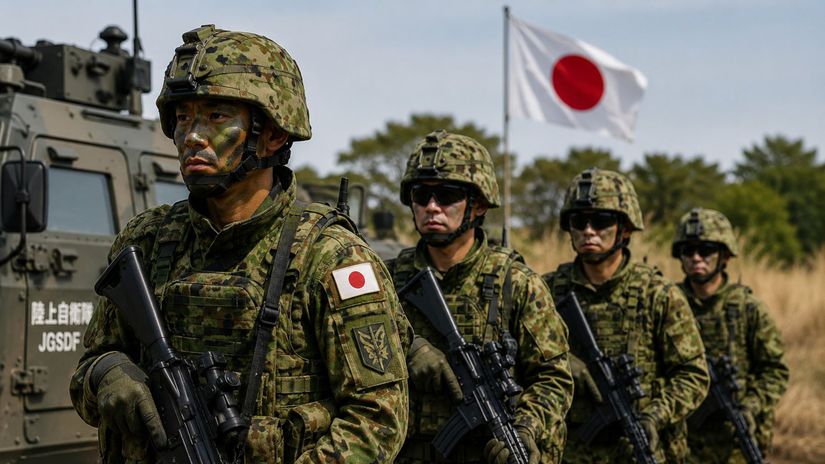 Príslušníci Japonských pozemných síl sebaobrany...