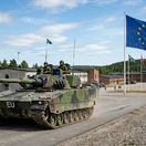 Tank CV90120 s vlajkou EÚ - obrázok vytvorený AI