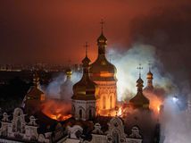 Ruský útok, Lavra, Ukrajina, Kyjev, kláštor